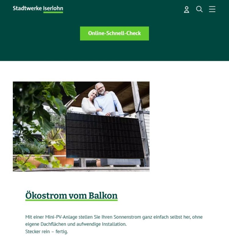 Stadtwerke Iserlohn Balkonsolarmodul