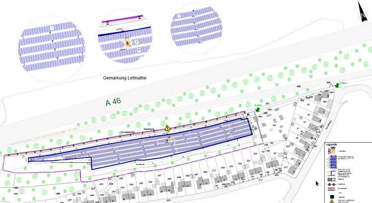 Lageplan für eine Solar-Freiflächenanalge in Iserlohn-Letmathe